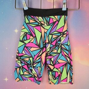 Rolita Couture Biker Shorts Womens S Multi Color Geometric Rave Festival Workout